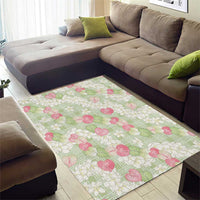 Anthurium Plumeria Lei Pastel Area Rug Green Hawaiian Splendid Palaka