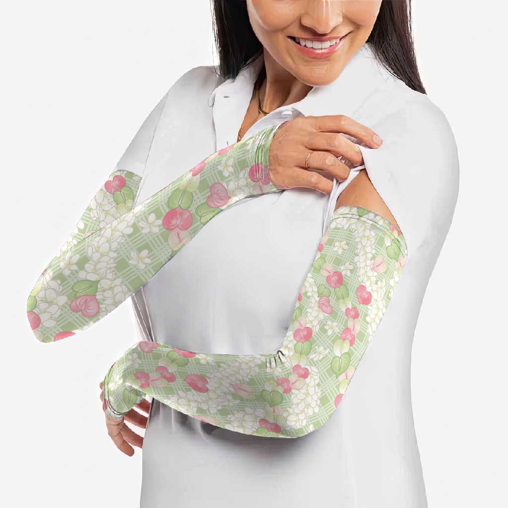 Anthurium Plumeria Lei Pastel Arm Sleeves Green Hawaiian Splendid Palaka