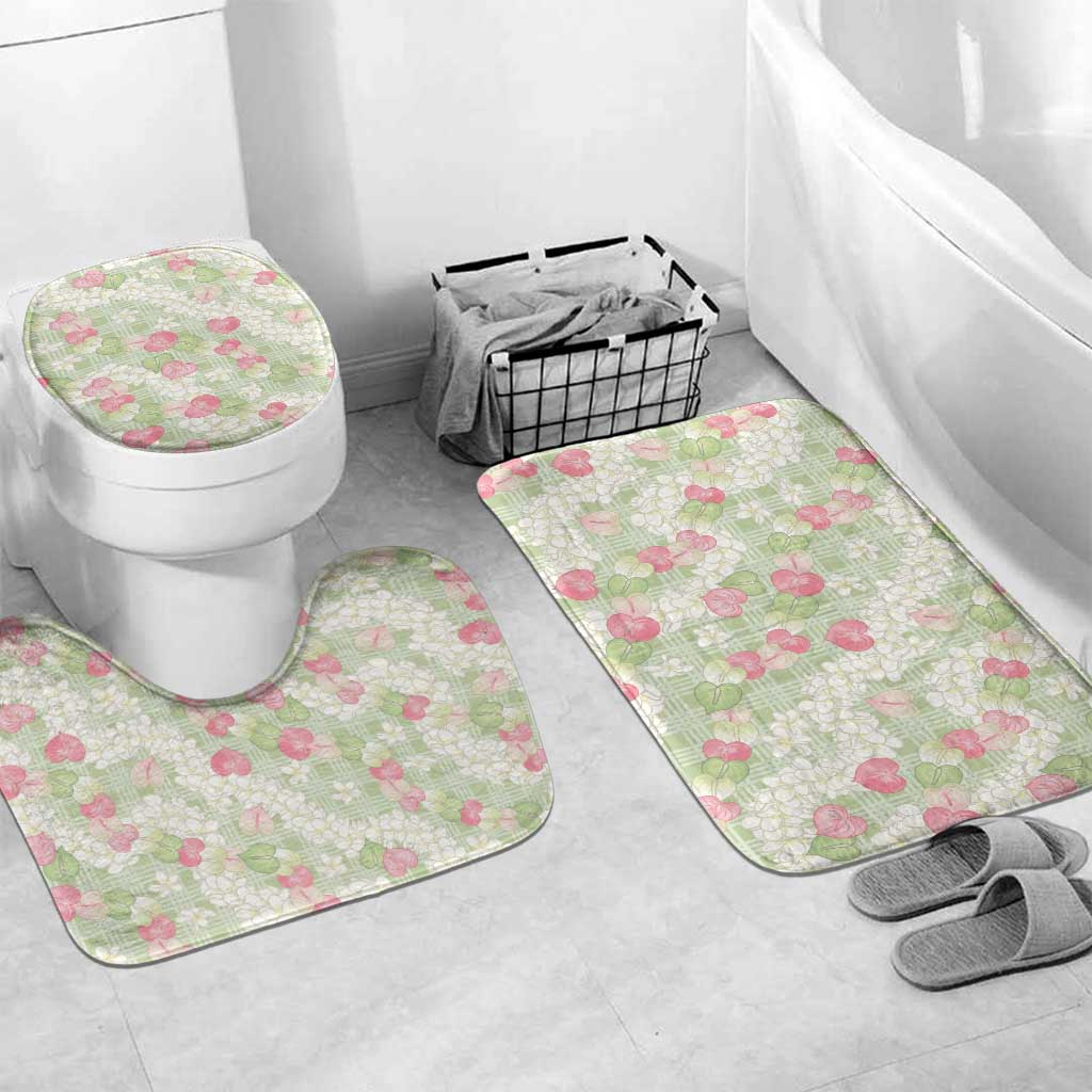 Anthurium Plumeria Lei Pastel Bathroom Set Green Hawaiian Splendid Palaka