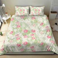 Anthurium Plumeria Lei Pastel Bedding Set Green Hawaiian Splendid Palaka