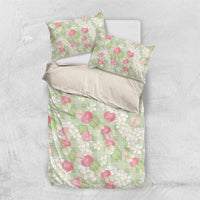 Anthurium Plumeria Lei Pastel Bedding Set Green Hawaiian Splendid Palaka