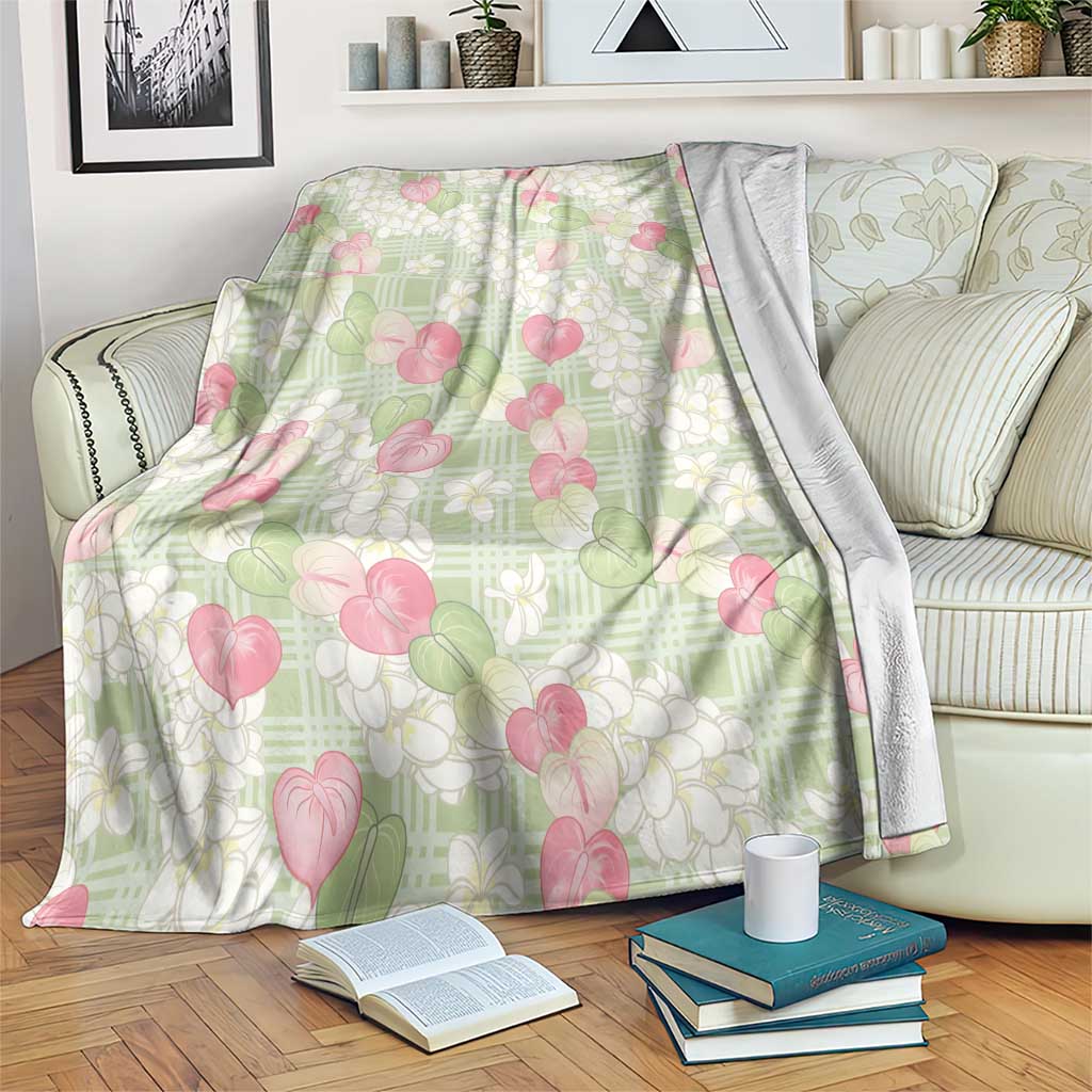 Anthurium Plumeria Lei Pastel Blanket Green Hawaiian Splendid Palaka