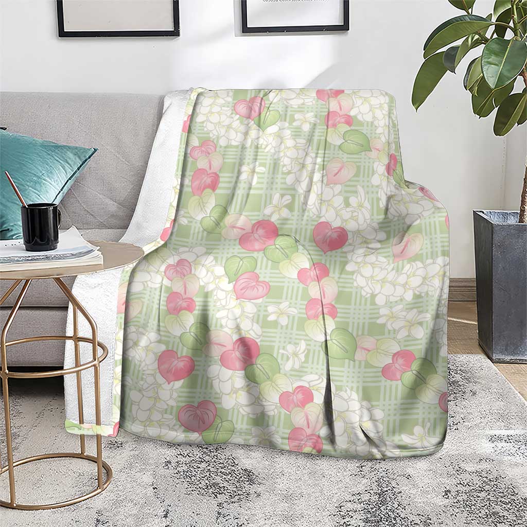 Anthurium Plumeria Lei Pastel Blanket Green Hawaiian Splendid Palaka