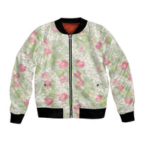Anthurium Plumeria Lei Pastel Bomber Jacket Green Hawaiian Splendid Palaka