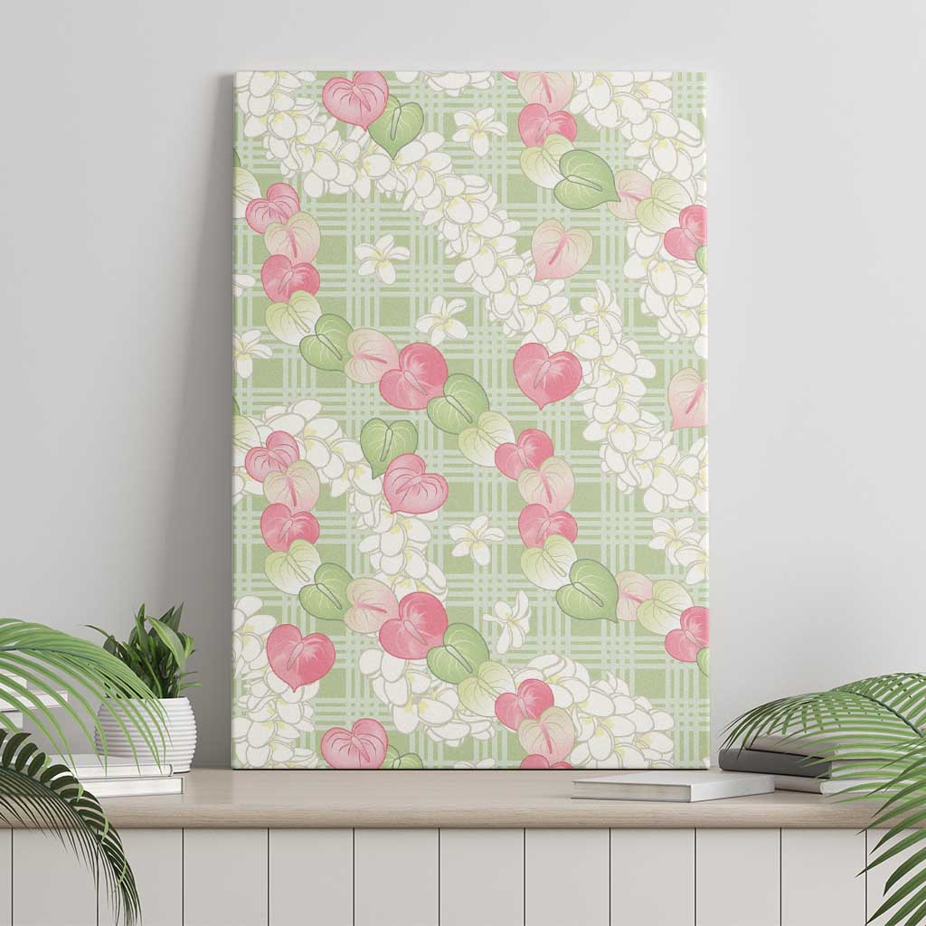 Anthurium Plumeria Lei Pastel Canvas Wall Art Green Hawaiian Splendid Palaka