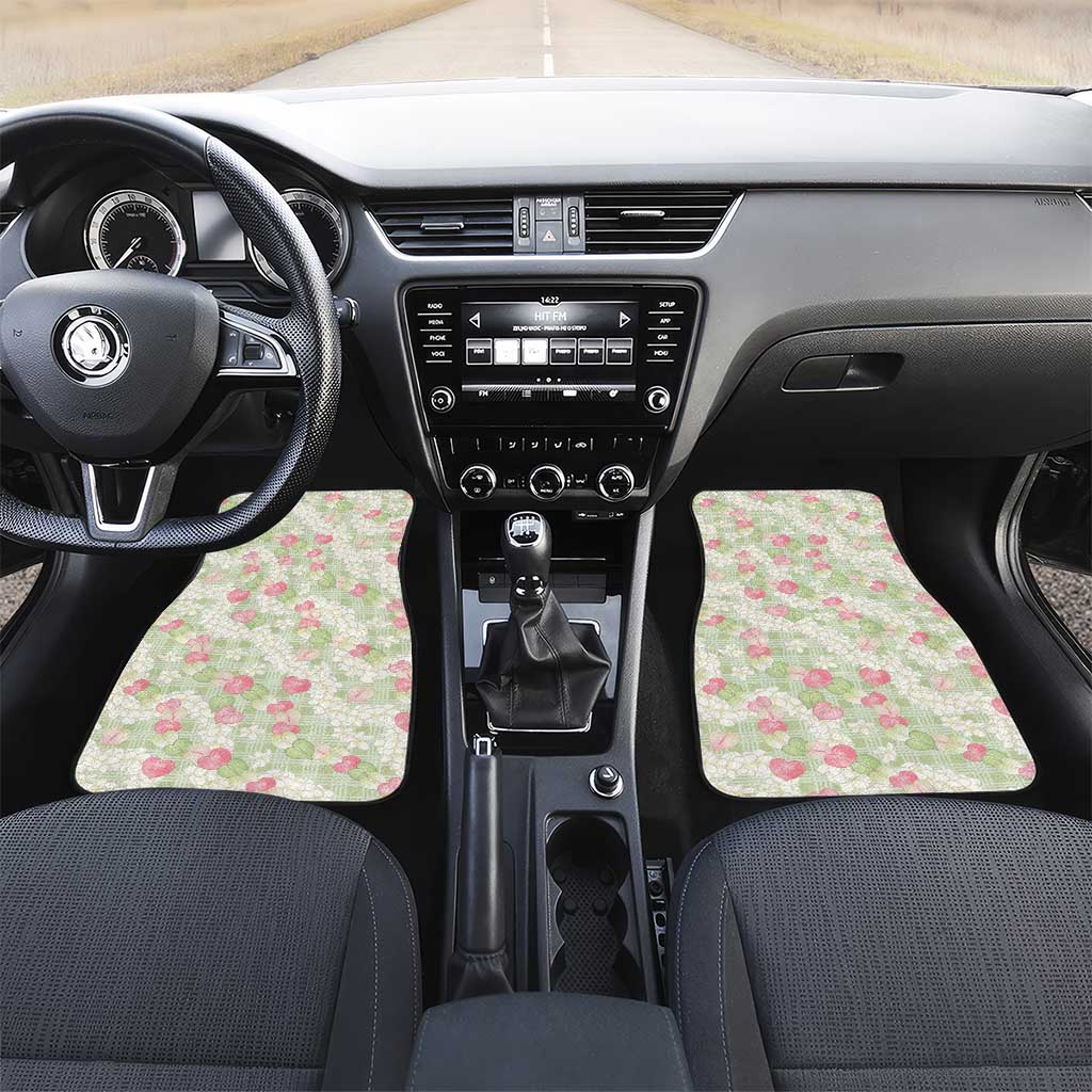 Anthurium Plumeria Lei Pastel Car Mats Green Hawaiian Splendid Palaka