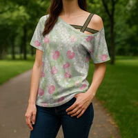 Anthurium Plumeria Lei Pastel Cross Shoulder Shirt Green Hawaiian Splendid Palaka