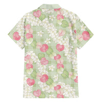 Anthurium Plumeria Lei Pastel Family Matching Puletasi and Hawaiian Shirt Green Hawaiian Splendid Palaka LT01 - Polynesian Pride