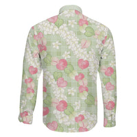 Anthurium Plumeria Lei Pastel Family Matching Puletasi and Hawaiian Shirt Green Hawaiian Splendid Palaka LT01 - Polynesian Pride