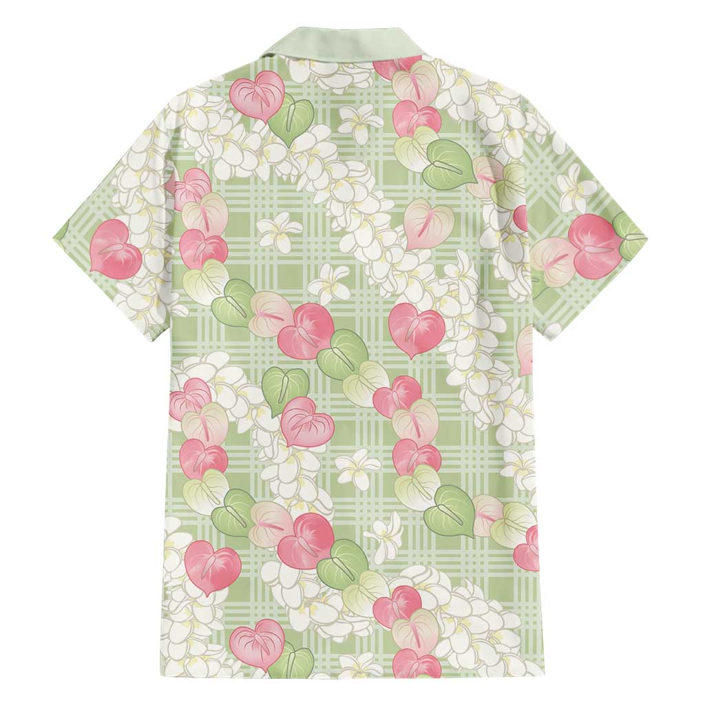 Anthurium Plumeria Lei Pastel Family Matching Tank Maxi Dress and Hawaiian Shirt Green Hawaiian Splendid Palaka LT01 - Polynesian Pride