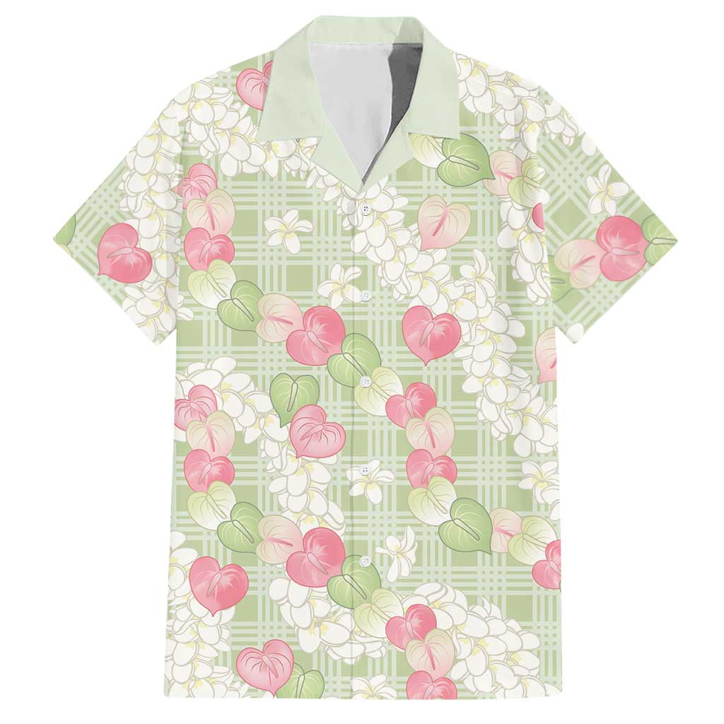 Anthurium Plumeria Lei Pastel Hawaiian Shirt Green Hawaiian Splendid Palaka
