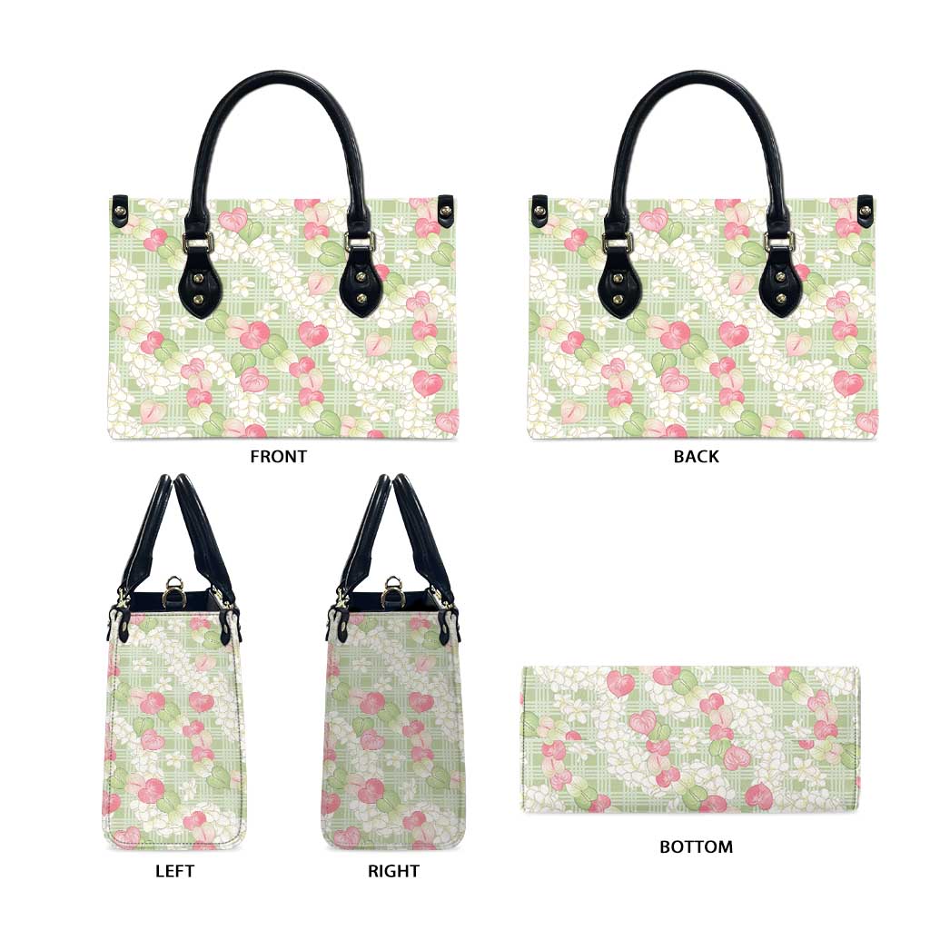 Anthurium Plumeria Lei Pastel Leather Bag Green Hawaiian Splendid Palaka