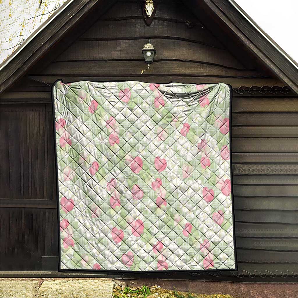 Anthurium Plumeria Lei Pastel Quilt Green Hawaiian Splendid Palaka