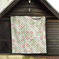 Anthurium Plumeria Lei Pastel Quilt Green Hawaiian Splendid Palaka