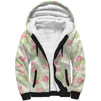 Anthurium Plumeria Lei Pastel Sherpa Hoodie Green Hawaiian Splendid Palaka