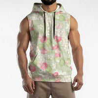 Anthurium Plumeria Lei Pastel Sleeveless Hoodie Green Hawaiian Splendid Palaka