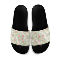 Anthurium Plumeria Lei Pastel Slide Sandals Green Hawaiian Splendid Palaka