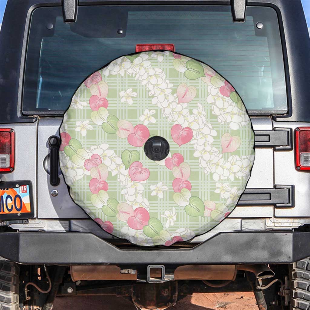 Anthurium Plumeria Lei Pastel Spare Tire Cover Green Hawaiian Splendid Palaka