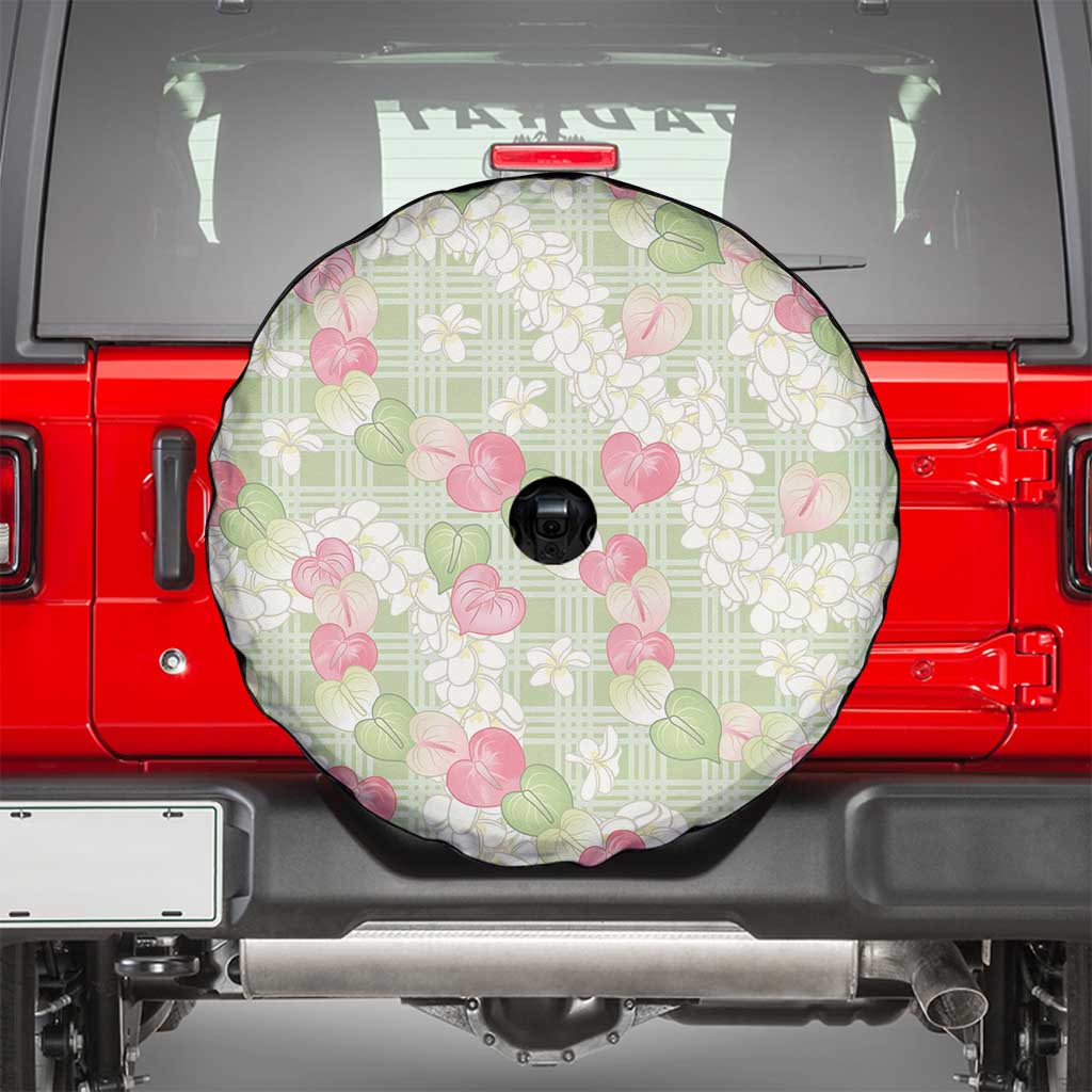 Anthurium Plumeria Lei Pastel Spare Tire Cover Green Hawaiian Splendid Palaka