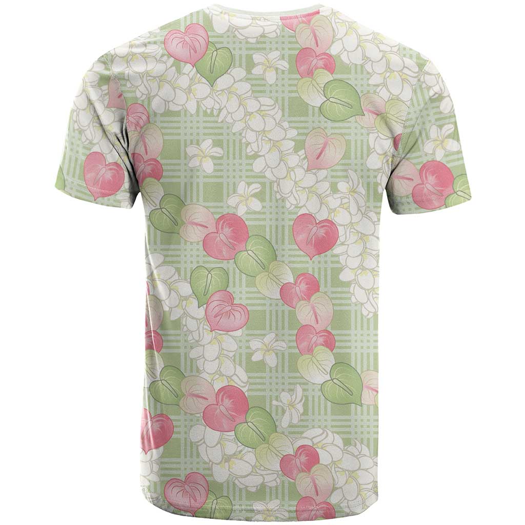 Anthurium Plumeria Lei Pastel T Shirt Green Hawaiian Splendid Palaka