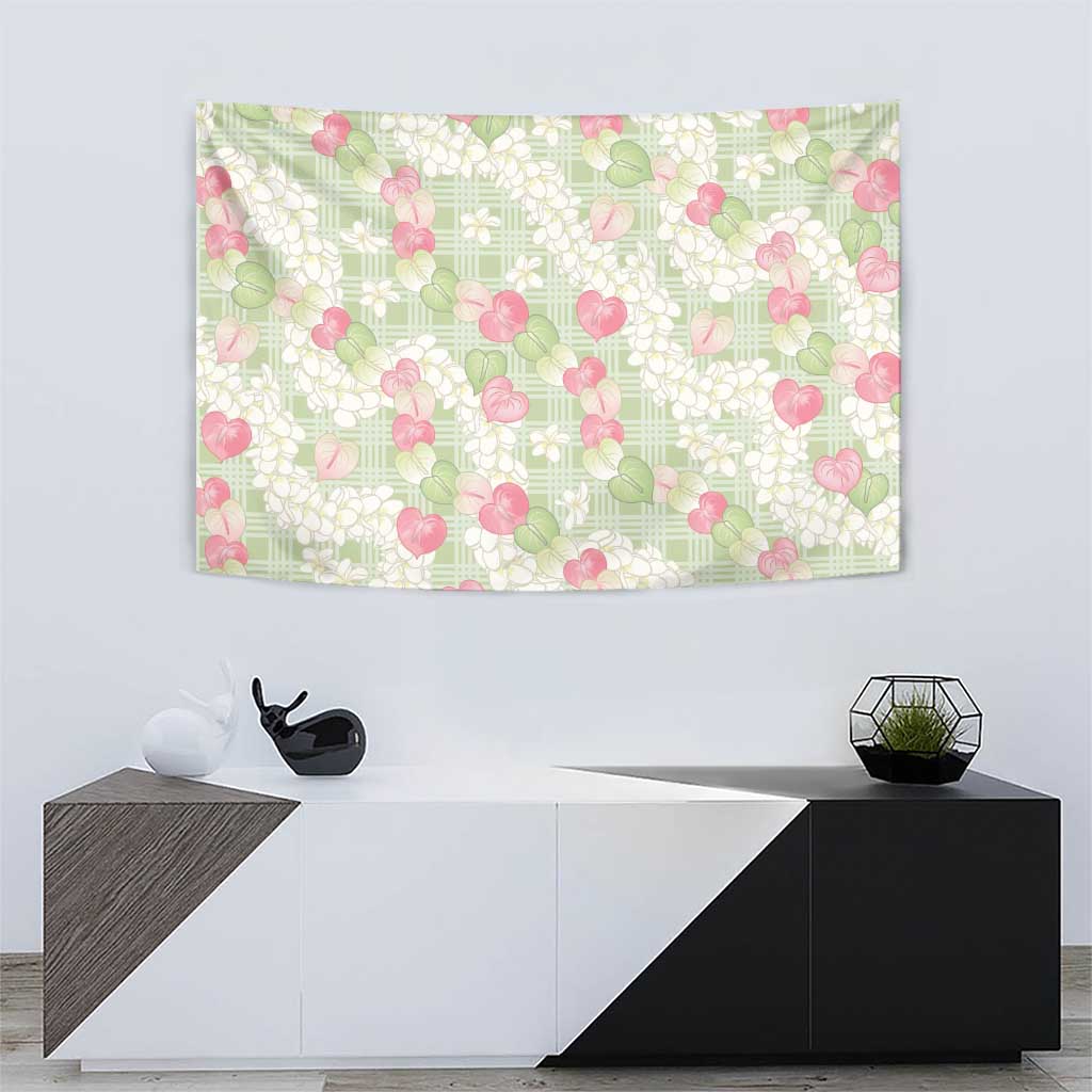 Anthurium Plumeria Lei Pastel Tapestry Green Hawaiian Splendid Palaka