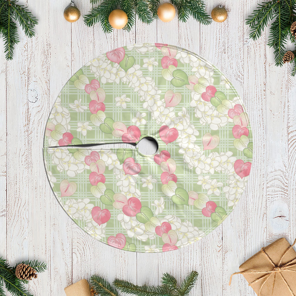 Anthurium Plumeria Lei Pastel Tree Skirt Green Hawaiian Splendid Palaka LT01 Casual Green - Polynesian Pride