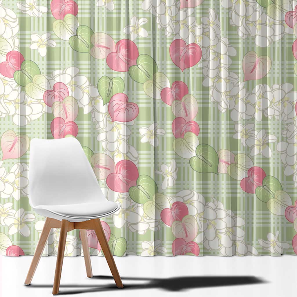 Anthurium Plumeria Lei Pastel Window Curtain Green Hawaiian Splendid Palaka