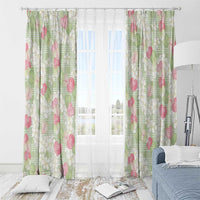 Anthurium Plumeria Lei Pastel Window Curtain Green Hawaiian Splendid Palaka