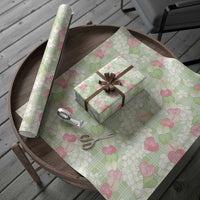 Anthurium Plumeria Lei Pastel Wrapping Paper Green Hawaiian Splendid Palaka