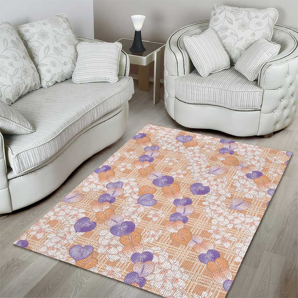 Anthurium Plumeria Lei Pastel Area Rug Orange Hawaiian Splendid Palaka