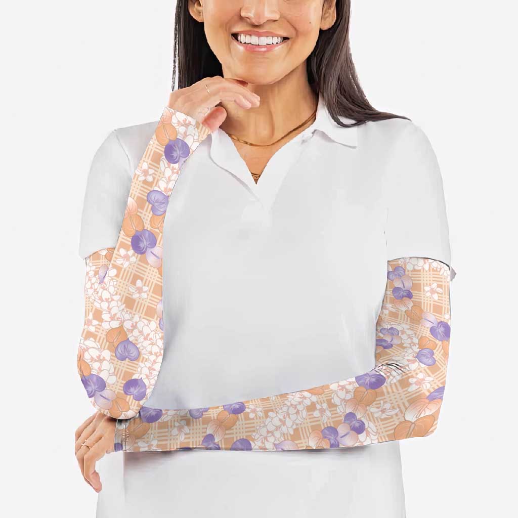 Anthurium Plumeria Lei Pastel Arm Sleeves Orange Hawaiian Splendid Palaka