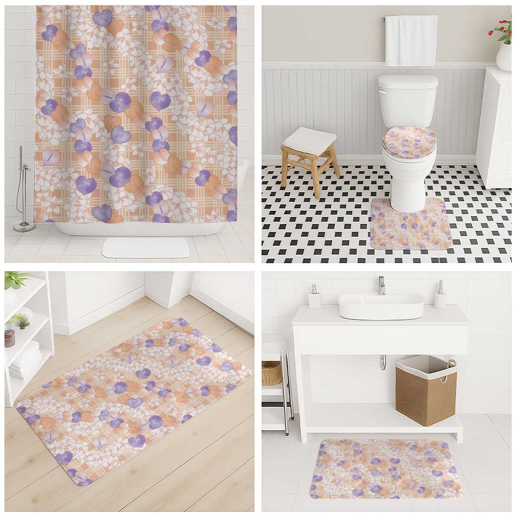 Anthurium Plumeria Lei Pastel Bathroom Set Orange Hawaiian Splendid Palaka