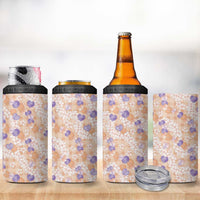 Anthurium Plumeria Lei Pastel 4 in 1 Can Cooler Tumbler Orange Hawaiian Splendid Palaka