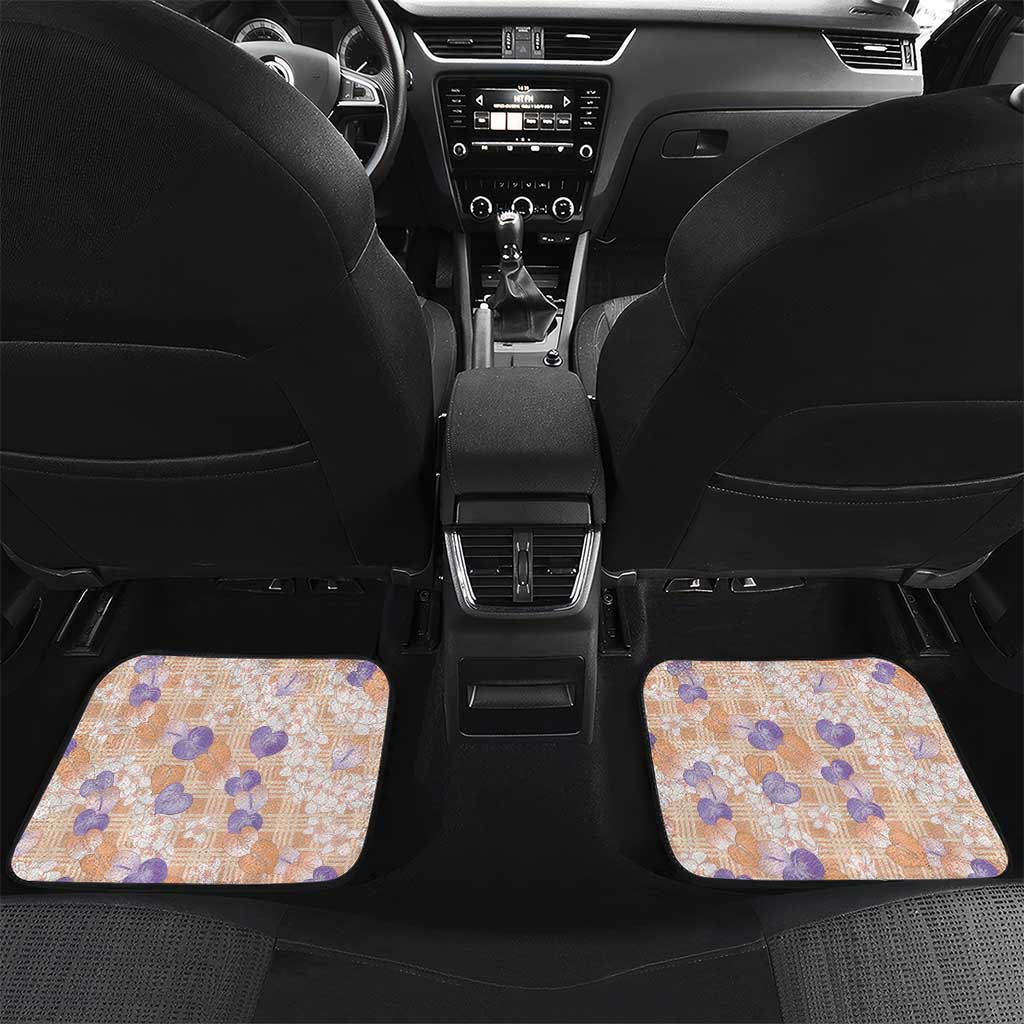 Anthurium Plumeria Lei Pastel Car Mats Orange Hawaiian Splendid Palaka