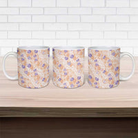 Anthurium Plumeria Lei Pastel Ceramic Mug Orange Hawaiian Splendid Palaka