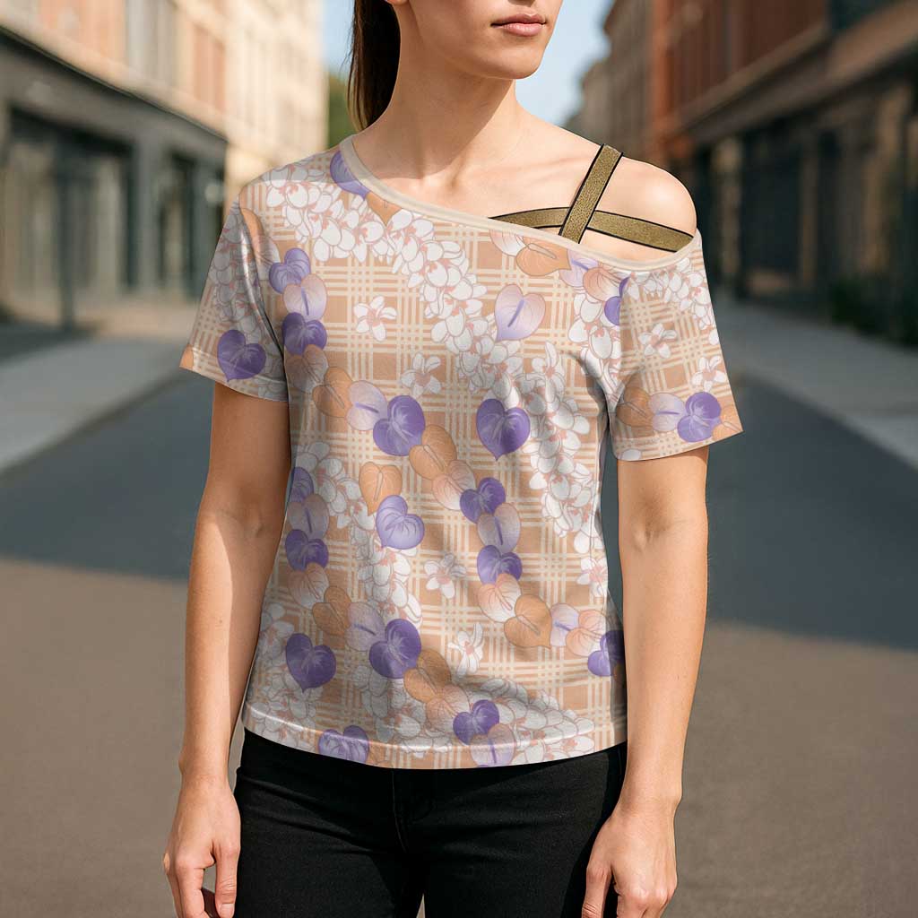 Anthurium Plumeria Lei Pastel Cross Shoulder Shirt Orange Hawaiian Splendid Palaka