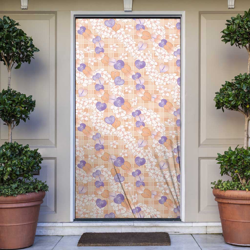 Anthurium Plumeria Lei Pastel Door Cover Orange Hawaiian Splendid Palaka