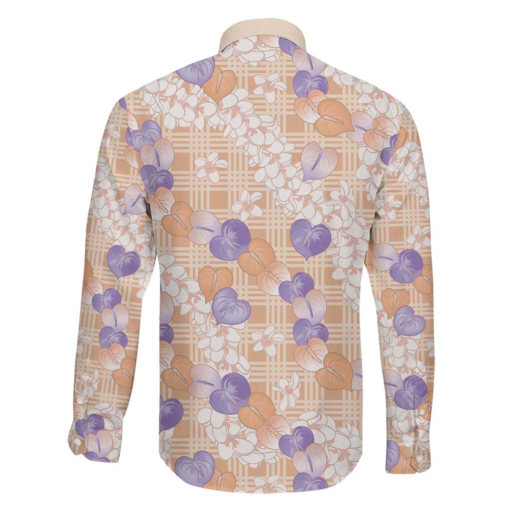 Anthurium Plumeria Lei Pastel Family Matching Long Sleeve Bodycon Dress and Hawaiian Shirt Orange Hawaiian Splendid Palaka LT01 - Polynesian Pride