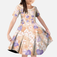 Anthurium Plumeria Lei Pastel Family Matching Short Sleeve Bodycon Dress and Hawaiian Shirt Orange Hawaiian Splendid Palaka LT01 Daughter's Dress Orange - Polynesian Pride