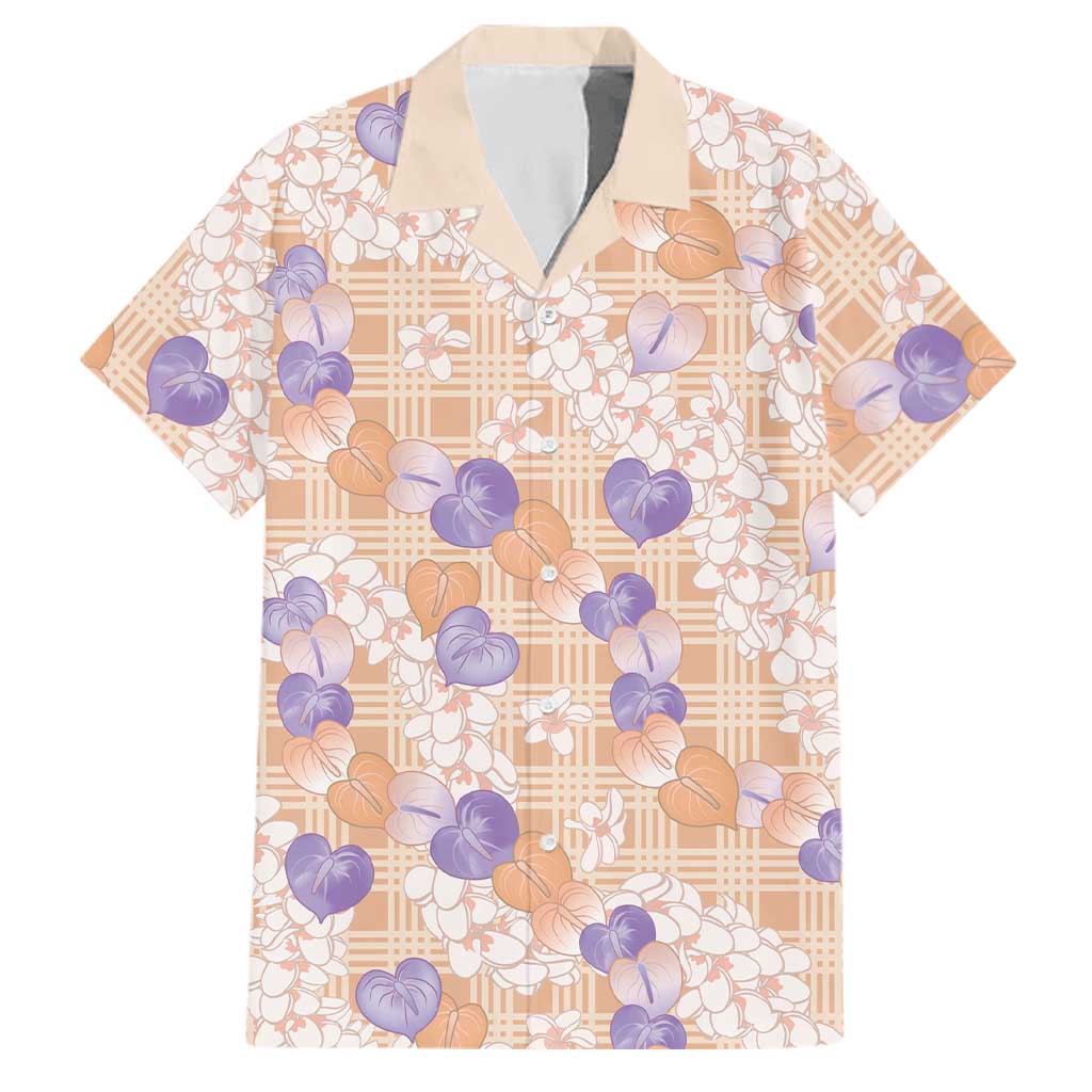 Anthurium Plumeria Lei Pastel Family Matching Summer Maxi Dress and Hawaiian Shirt Orange Hawaiian Splendid Palaka LT01 Dad's Shirt - Short Sleeve Orange - Polynesian Pride