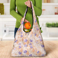 Anthurium Plumeria Lei Pastel Grocery Bag Orange Hawaiian Splendid Palaka