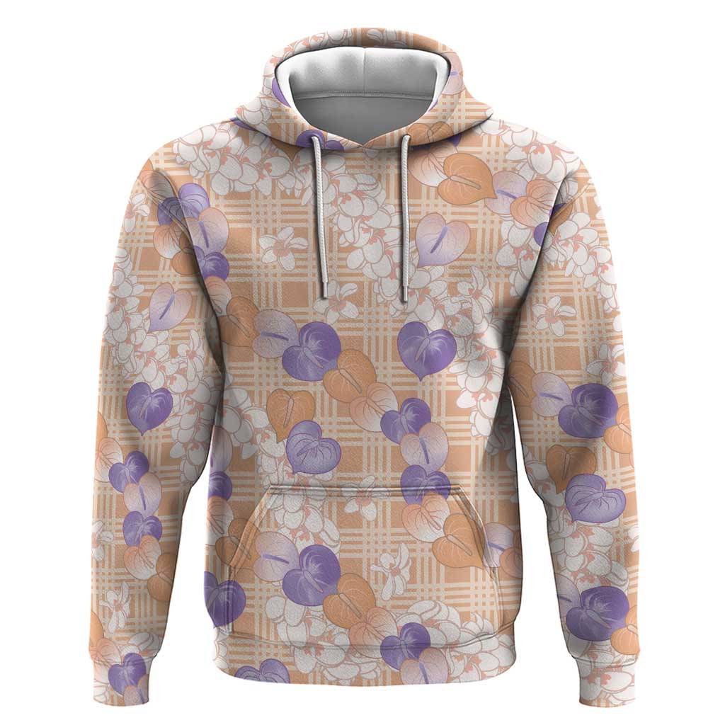 Anthurium Plumeria Lei Pastel Hoodie Orange Hawaiian Splendid Palaka