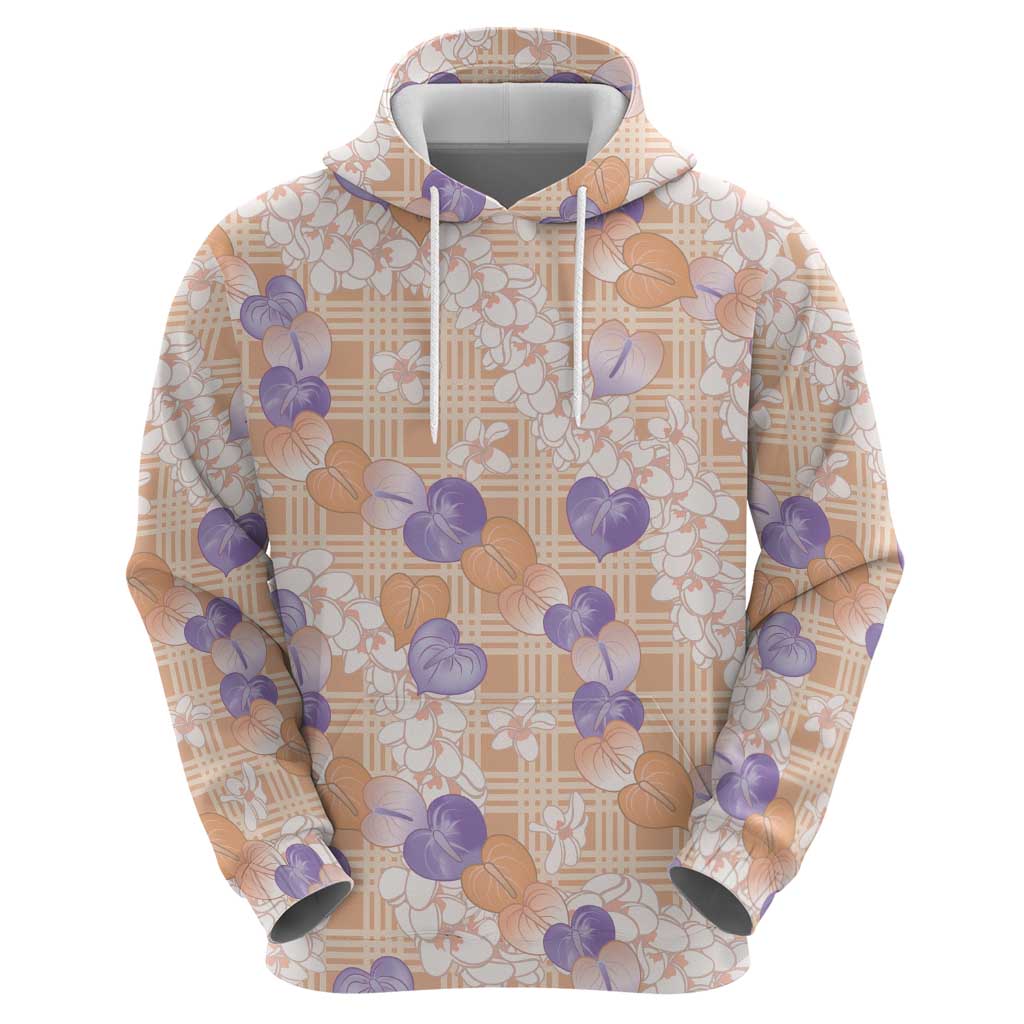Anthurium Plumeria Lei Pastel Hoodie Orange Hawaiian Splendid Palaka