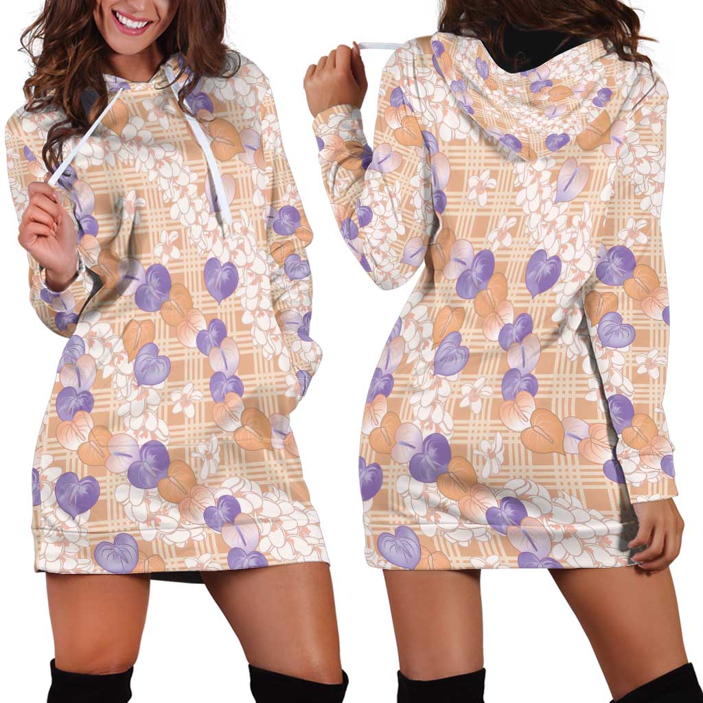 Anthurium Plumeria Lei Pastel Hoodie Dress Orange Hawaiian Splendid Palaka