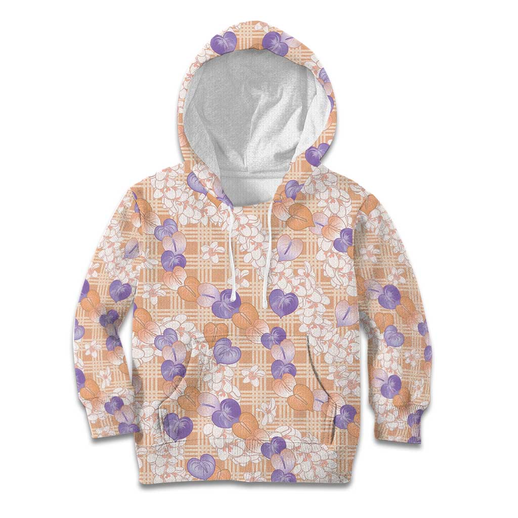 Anthurium Plumeria Lei Pastel Kid Hoodie Orange Hawaiian Splendid Palaka