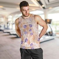 Anthurium Plumeria Lei Pastel Men Tank Top Orange Hawaiian Splendid Palaka