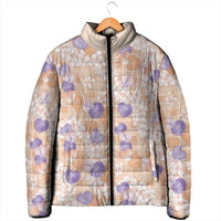 Anthurium Plumeria Lei Pastel Padded Jacket Orange Hawaiian Splendid Palaka