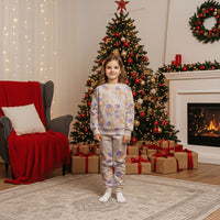 Anthurium Plumeria Lei Pastel Christmas Pajama Set Orange Hawaiian Splendid Palaka LT01 Kid Orange - Polynesian Pride