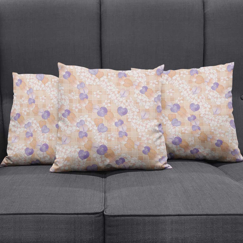 Anthurium Plumeria Lei Pastel Pillow Cover Orange Hawaiian Splendid Palaka