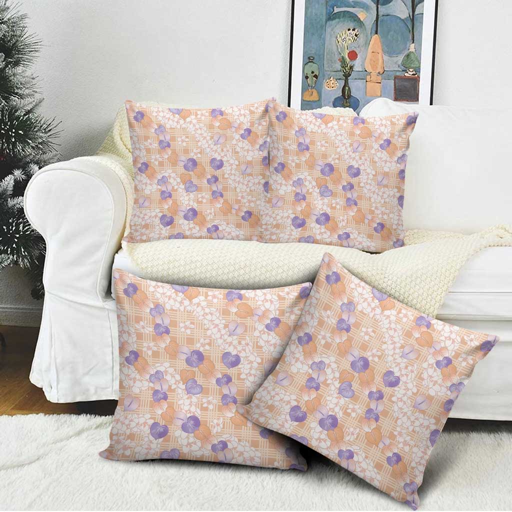Anthurium Plumeria Lei Pastel Pillow Cover Orange Hawaiian Splendid Palaka